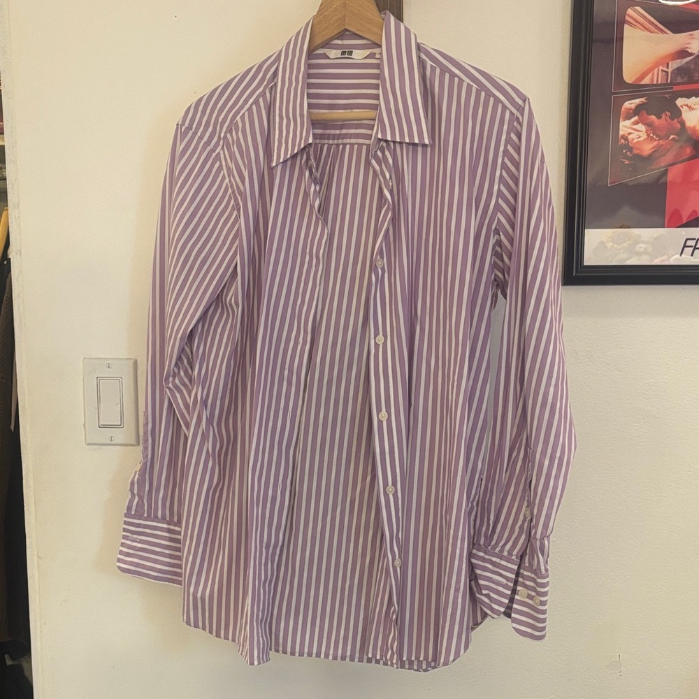 Uniqlo Purple Striped Button Down Shirt